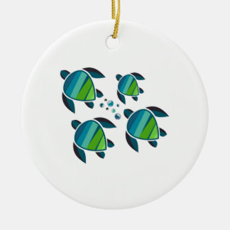 SEA TURTLE FAMILY CERAMIC TREE DECORATION