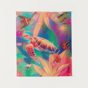 Sea Turtle Fantasy Scene Small Tapestry