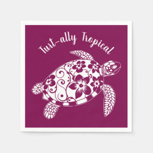 Sea Turtle-Fisherman Core-Hawaiian-Wine Colour Napkin