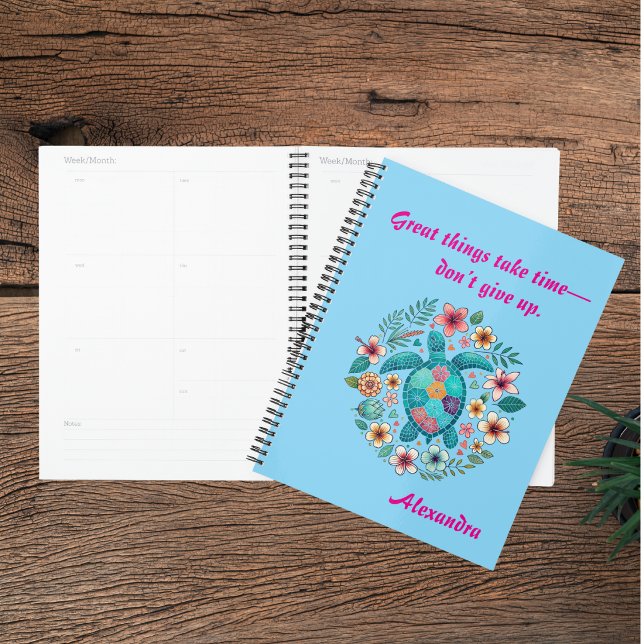 Sea Turtle Floral Boho School Office with Name Planner (Creator Uploaded)