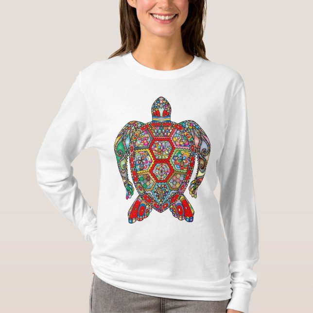 sea turtle floral flowers T-Shirt (Front)