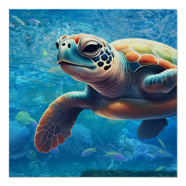 Sea Turtle For Mindfulness and Coastal Calm Poster (Front)