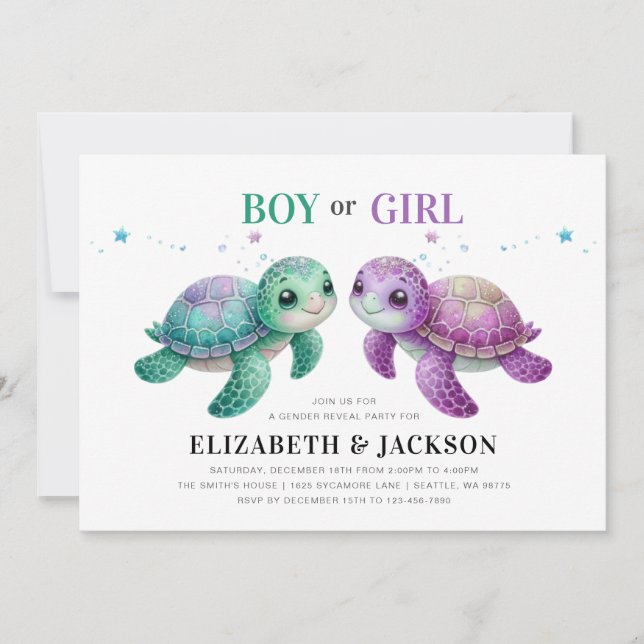 Sea Turtle Gender Reveal Invitation (Front)