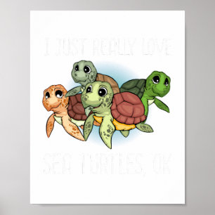 Sea Turtle Gift Kids Women Underwater Sea Turtles Poster