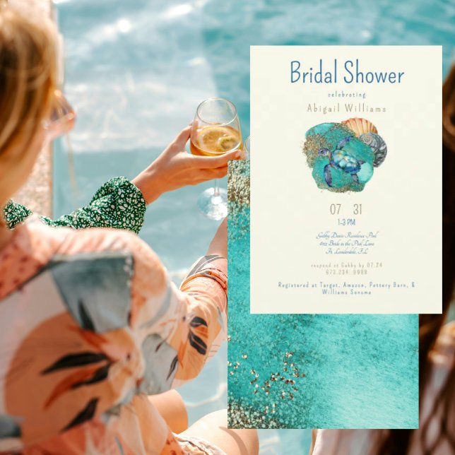 Sea Turtle Glam Bridal Shower  Invitation (Creator Uploaded)