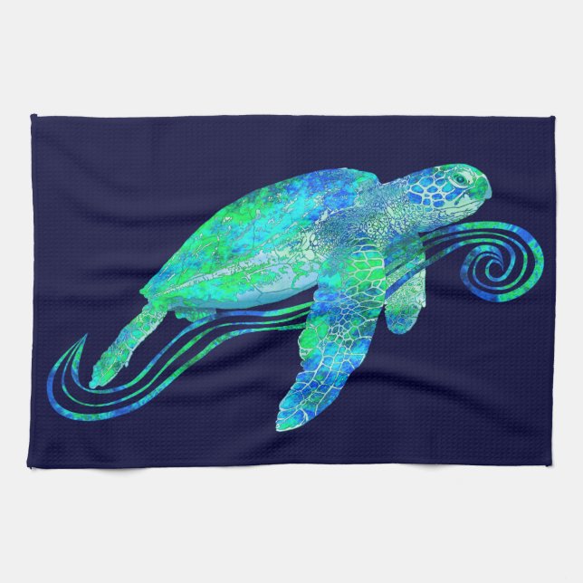 Sea Turtle Graphic Tea Towel (Horizontal)