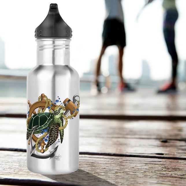 Sea Turtle Green Blue 532 Ml Water Bottle (Creator Uploaded)