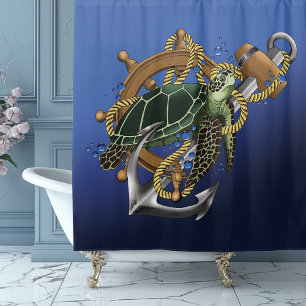  Sea Turtle Green Blue Shower Curtain