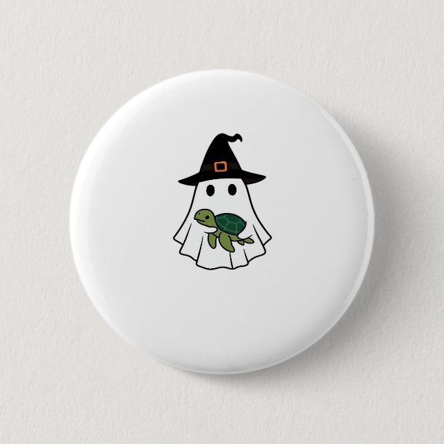 Sea Turtle Halloween Ghost Witch Hat Animal Lovers 6 Cm Round Badge (Front)