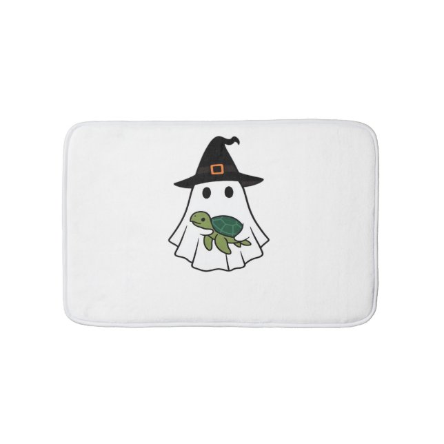 Sea Turtle Halloween Ghost Witch Hat Animal Lovers Bath Mat (Front)
