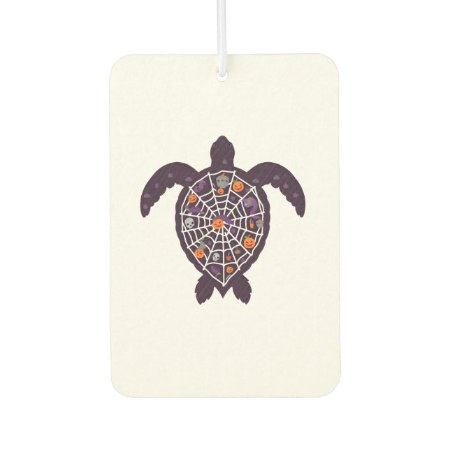 Sea Turtle Halloween Spider-web Pumpkin Ghost Hall Car Air Freshener (Front)