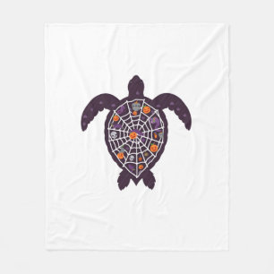 Sea Turtle Halloween Spider-web Pumpkin Ghost Hall Fleece Blanket