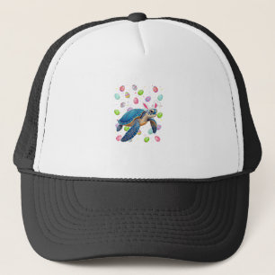Sea Turtle Happy Easter Egg Hunt Bunny Ear Sea Tur Trucker Hat