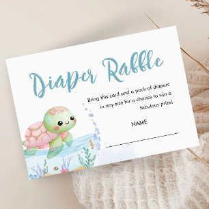 Sea Turtle Hatchling Baby Shower Diaper Rafflle Enclosure Card