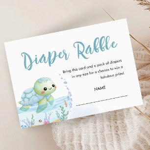 Sea Turtle Hatchling Baby Shower Diaper Rafflle Enclosure Card