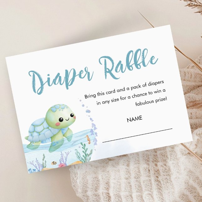 Sea Turtle Hatchling Baby Shower Diaper Rafflle Enclosure Card (Creator Uploaded)