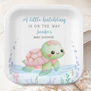 Sea Turtle Hatchling Baby Shower Girl Paper Plates