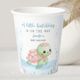 Sea Turtle Hatchling Girl Baby Shower Paper Paper Cups