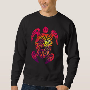 Sea Turtle Hawaiian Honu Tribal Sunset Palm Trees Sweatshirt