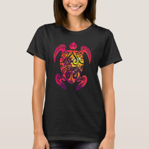 Sea Turtle Hawaiian Honu Tribal Sunset Palm Trees T-Shirt