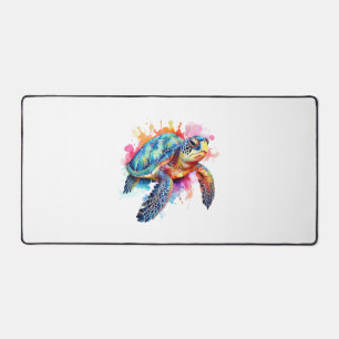Sea Turtle in Colourful Watercolor Desk Mat