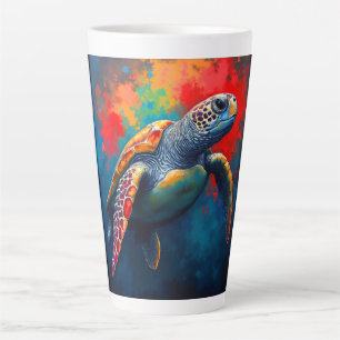 Sea Turtle in Deep Sea Latte Mug
