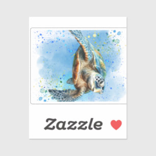 Sea turtle in ocean design on a postcard