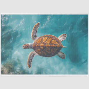 Sea Turtle in Turquoise Ocean Decoupage Tissue Paper