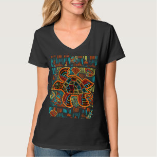 Sea Turtle Inspired By Mola Artwork of Panama Kuna T-Shirt
