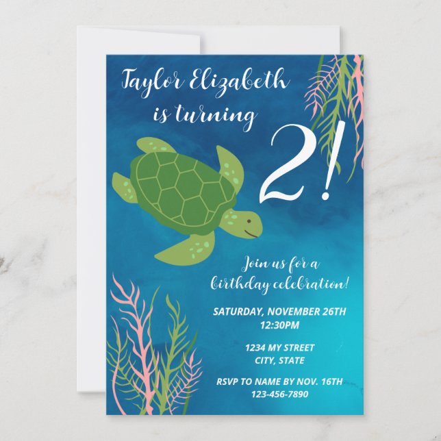 Sea Turtle Invitation (Front)