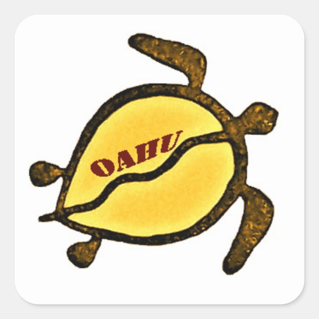 Sea Turtle Island of Oahu Square Sticker (Front)