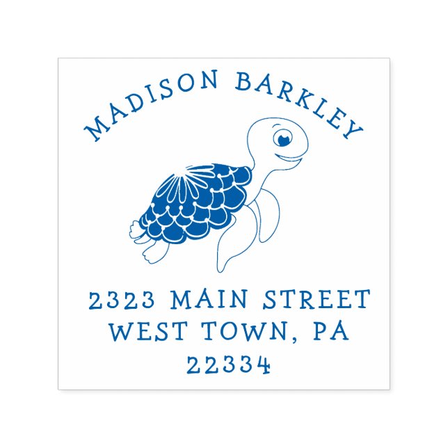 Sea Turtle Kid Cute Return Address Stamp (Design)