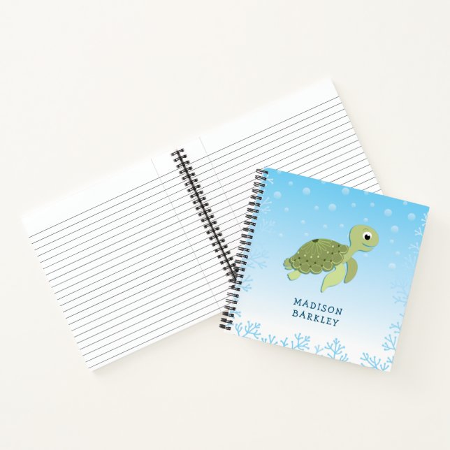 Sea Turtle Kid's Cute Ocean Animal Notebook (Inside)