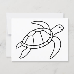 Sea Turtle Line Art – Minimalist Marine Animal Postcard