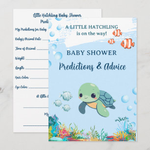 Sea Turtle Little Hatchling Baby Shower Prediction Advice Card