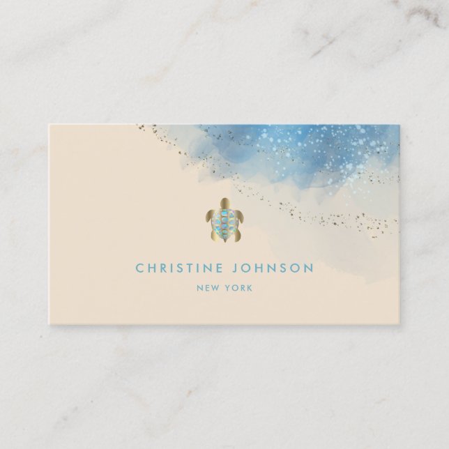 sea turtle logo design business card (Front)