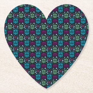 Sea Turtle & Lotus Flower Pattern Paper Coaster
