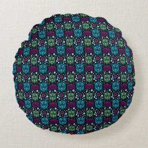 Sea Turtle & Lotus Flower Pattern Round Cushion