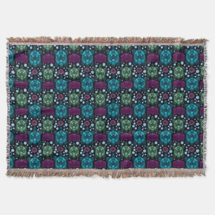 Sea Turtle & Lotus Flower Pattern Throw Blanket