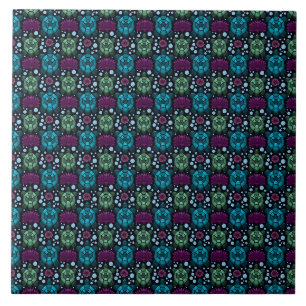 Sea Turtle & Lotus Flower Pattern  Tile