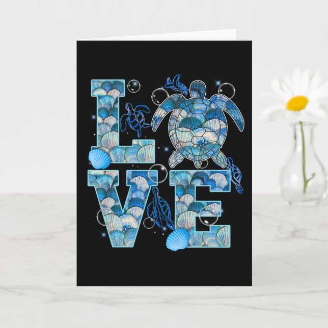 Sea Turtle Love Shirt Ocean Beach Animal Lovers Card (Small Plant)