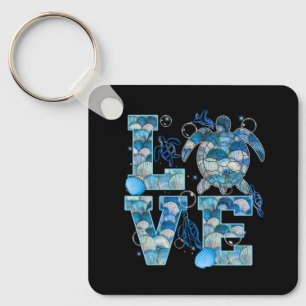 Sea Turtle Love Shirt Ocean Beach Animal Lovers Key Ring