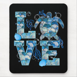 Sea Turtle Love Shirt Ocean Beach Animal Lovers Mouse Pad