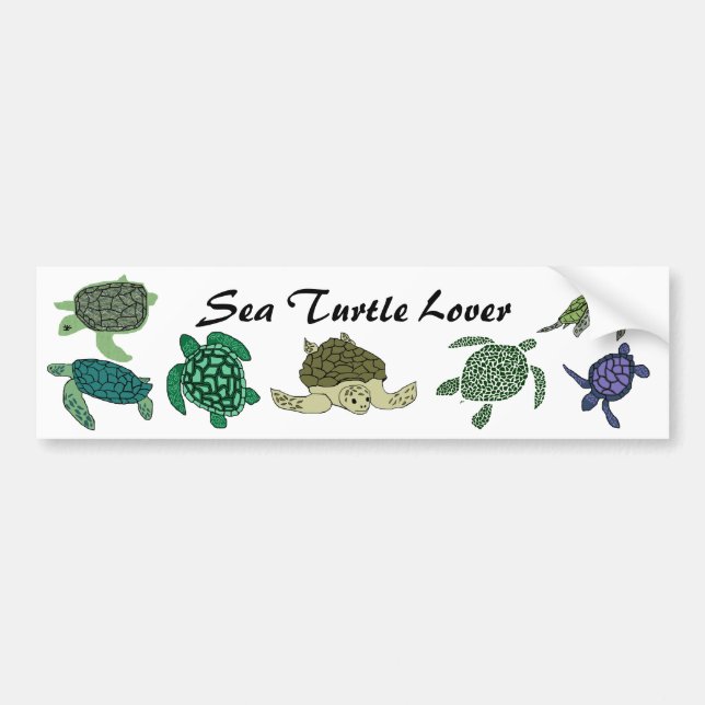 Sea Turtle Lover bumper sticker (Front)