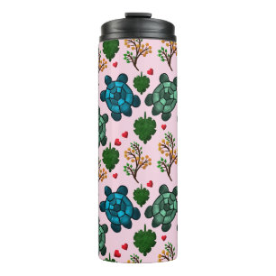 Sea Turtle Lover Gift, Cute Turtle Pattern, Marine Thermal Tumbler