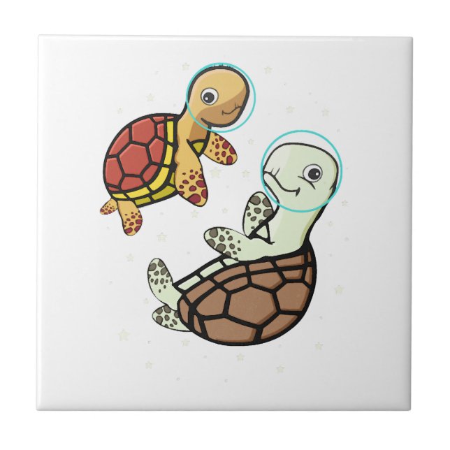 Sea Turtle Lover Kids Space Astronaut Sea Turtle Tile (Front)