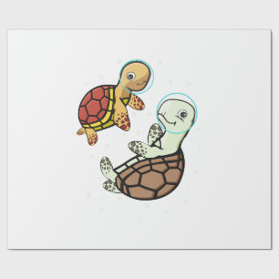 Sea Turtle Lover Kids Space Astronaut Sea Turtle Wrapping Paper
