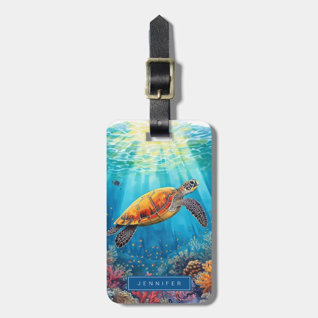 Sea Turtle Luggage Tag (Front Vertical)