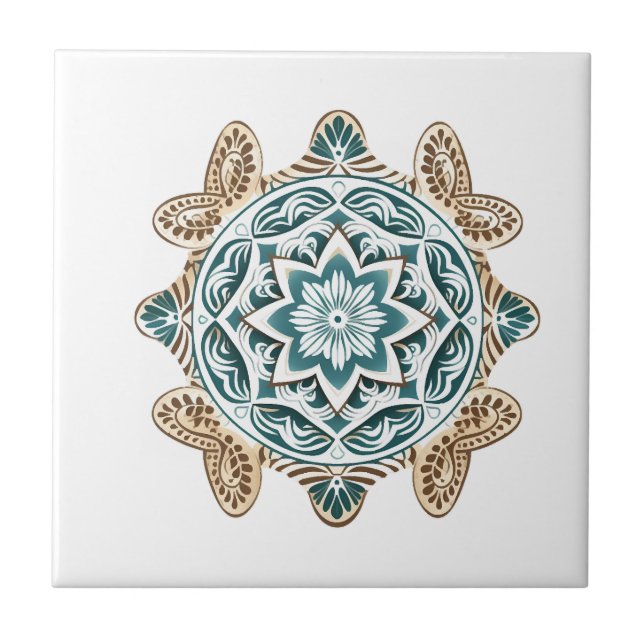 Sea Turtle Mandala Art Tile (Front)