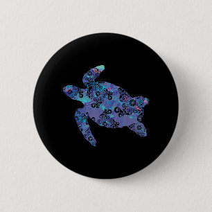 Sea Turtle Mandala Magical Colour Light Art 6 Cm Round Badge